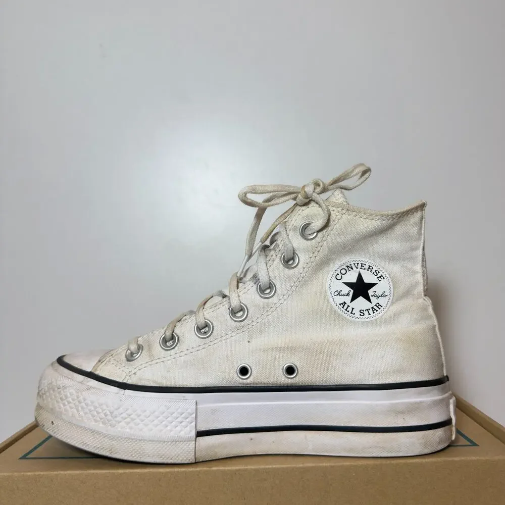 Converse Chuck Taylor All Star Womens Size 6 White High Top Platform Sneakers